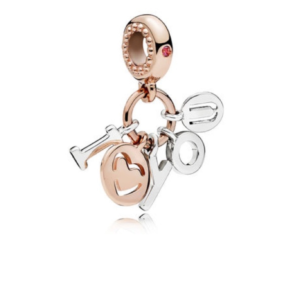 I LOVE YOU DANGLE CHARM, PANDORA ROSE & RED CZ